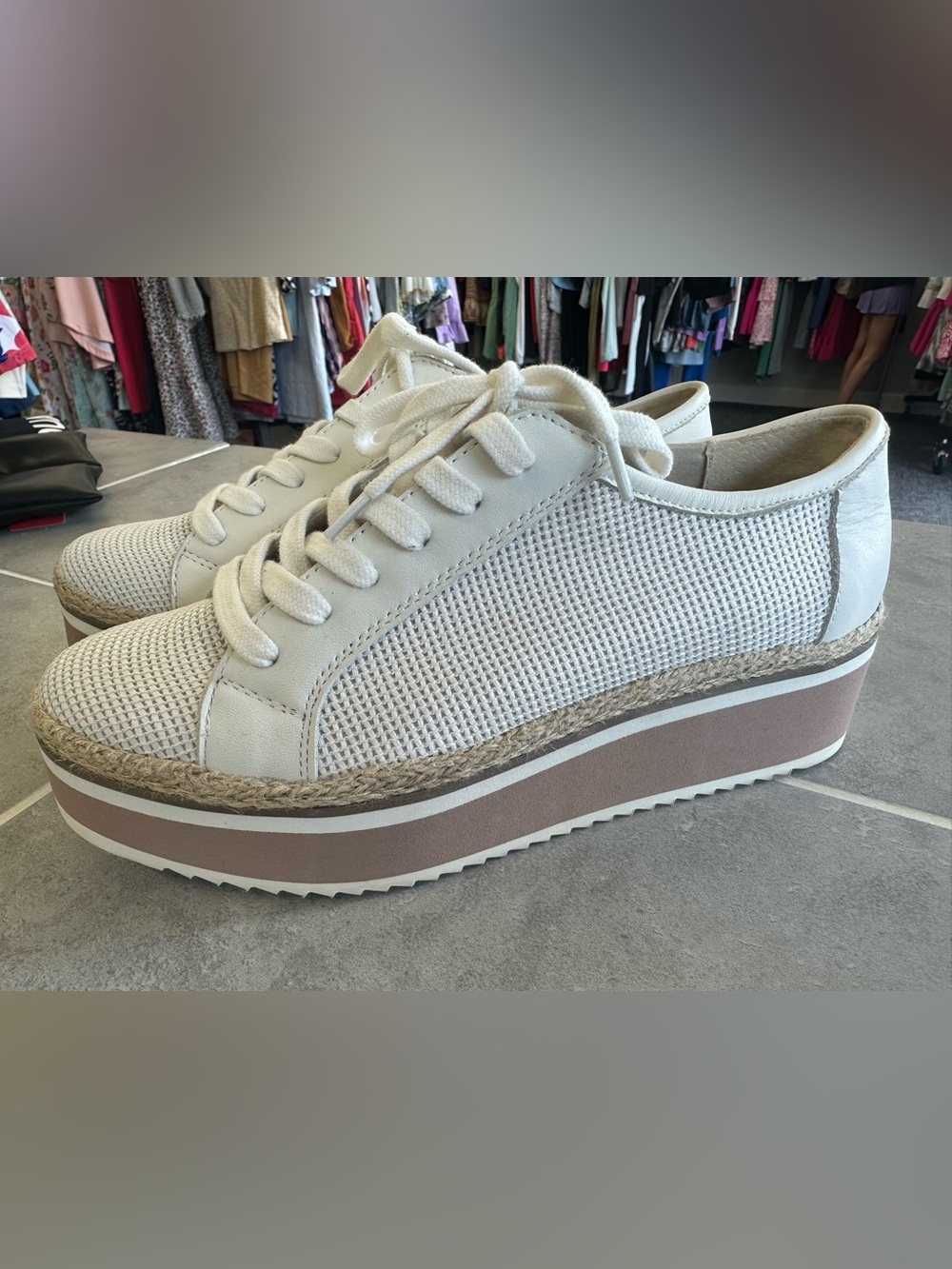 Dolce Vita Cream Platform Lace-Up Sneakers